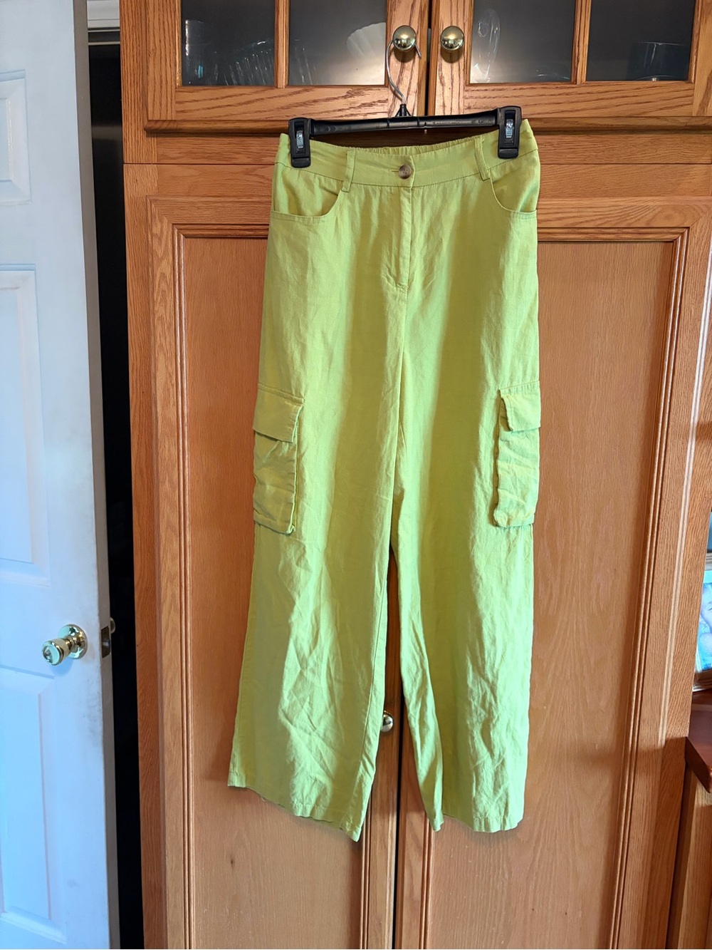 HG women’s lime Green Wide Leg Cargo Pants size small